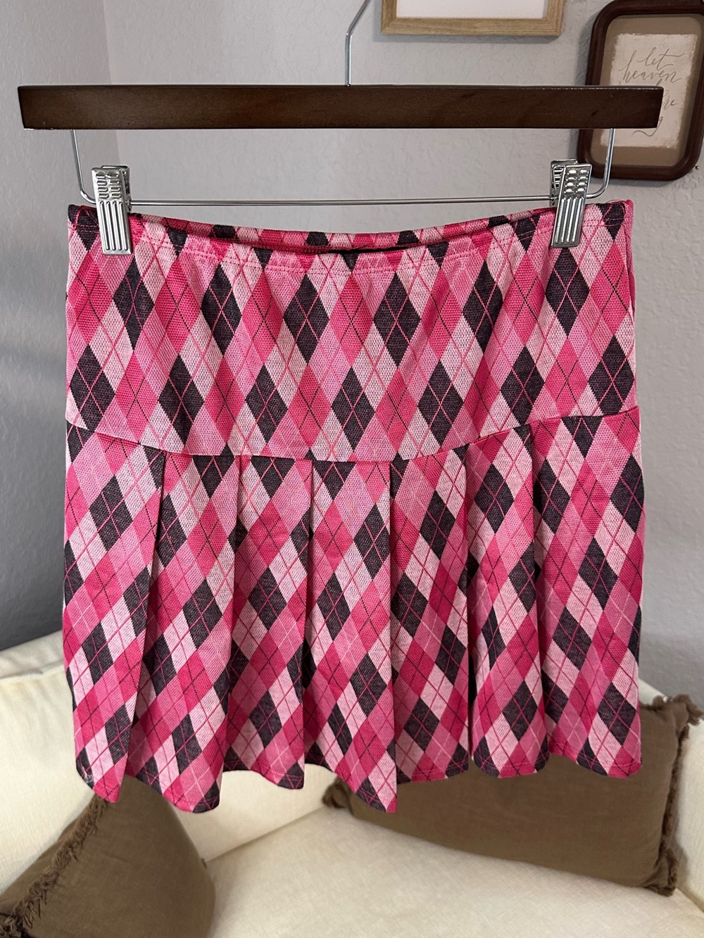Y2K Pink Argyle Pleated Skirt